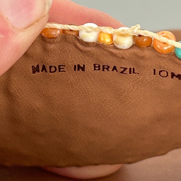 Anne Klein Beaded Plateform Wood Wedge Sandals Sz 10 - Picture 11 of 13